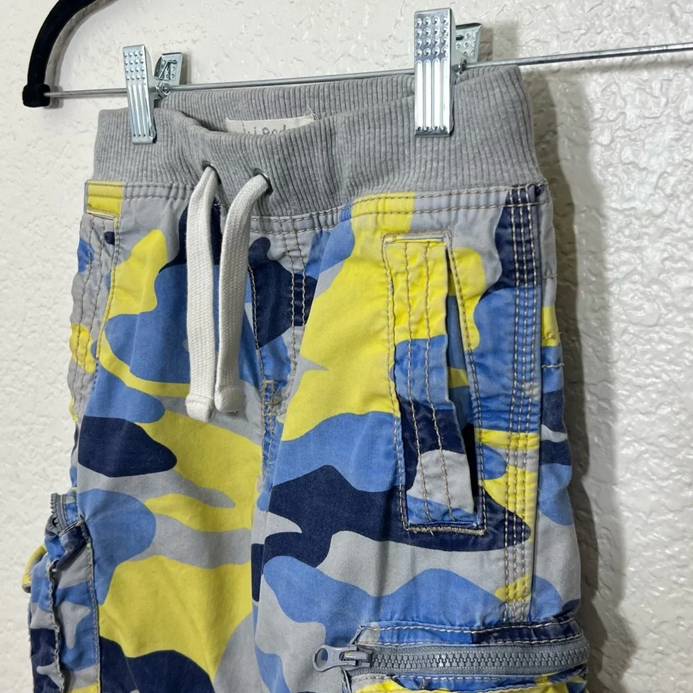 Mini Boden Blue Yellow Camouflage Zip Off Convertible Pants Size 5